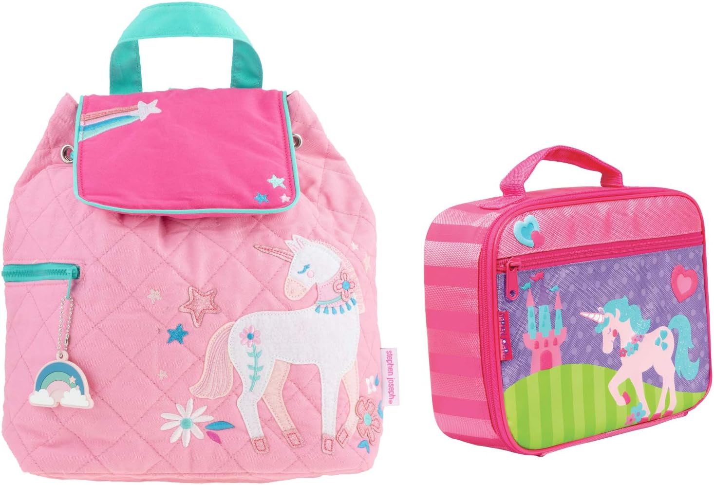 Stephen Joseph Quilted Unicorn Backpack Book Bag and Lunch Box