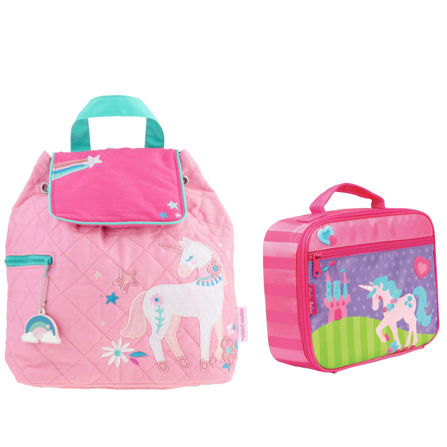 Stephen Joseph Quilted Unicorn Backpack Book Bag and Lunch Box