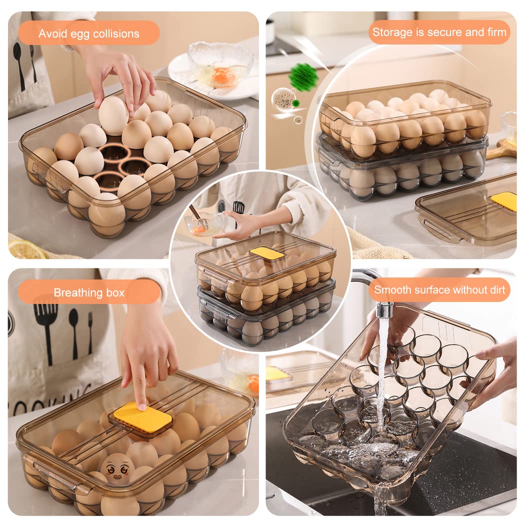 Portauova In Plastica Per Frigorifero - 2 Pezzi, Trasparenti E Impilabili, Per Uova - Foto 2