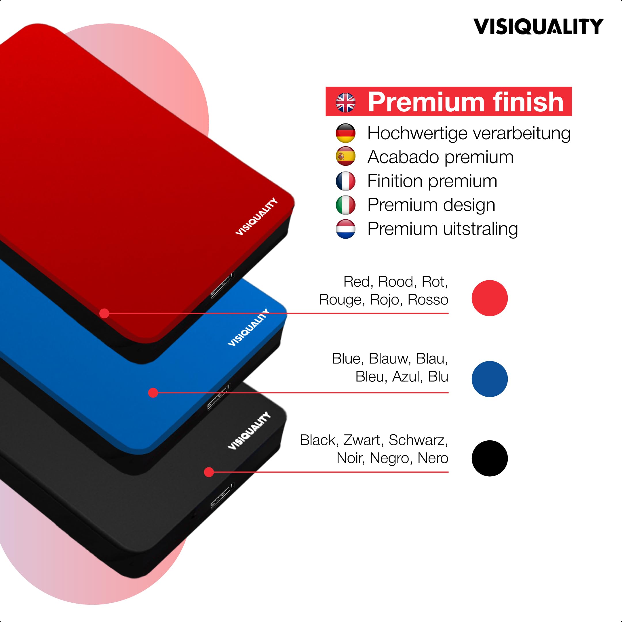 Disco Duro Externo de Alta Velocidad de 1 TB, USB 3.0, Compatible con Windows y Mac, Plug & Play, Compatible con Consolas de Juegos, Compacto, (Rojo)