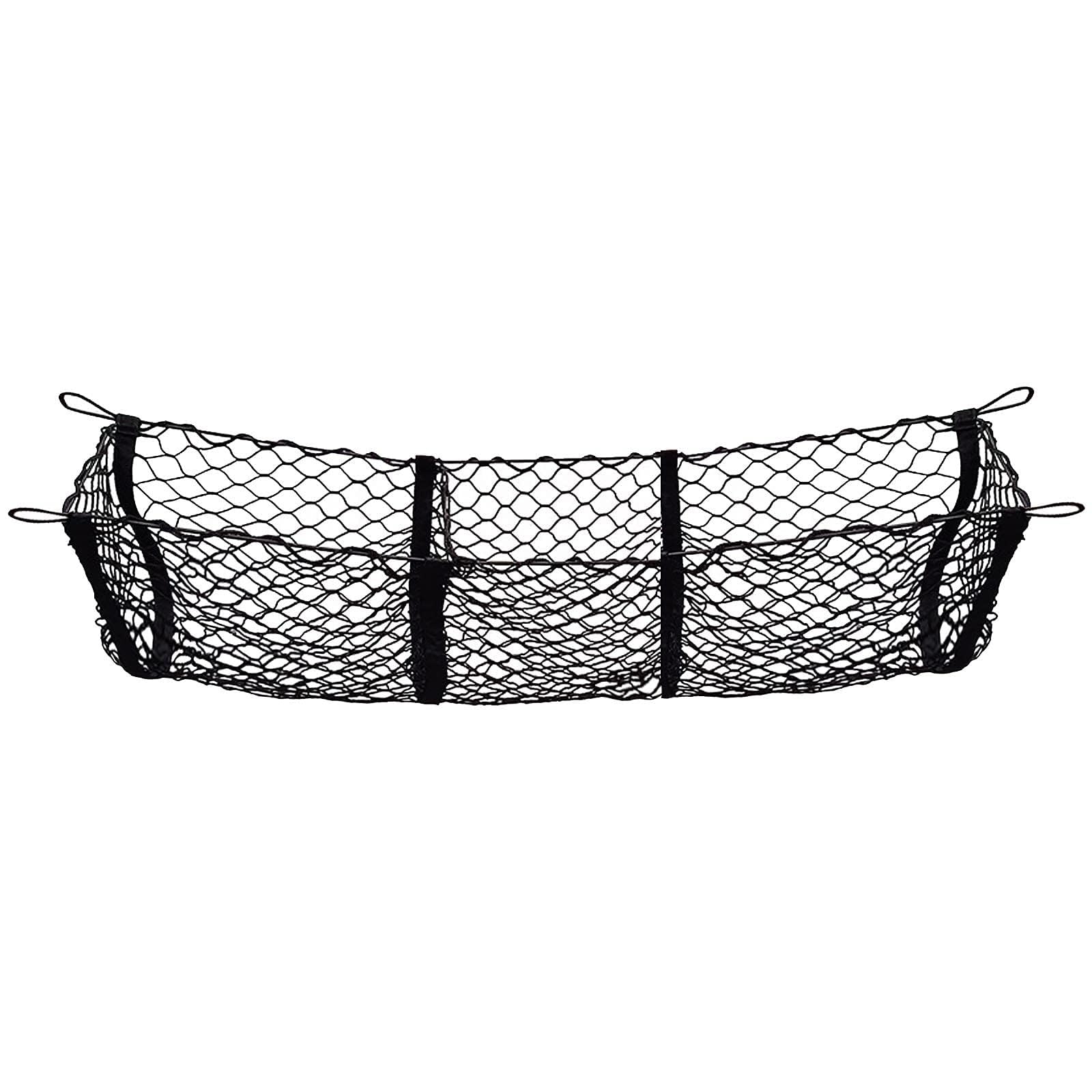 GUODDM Car Elastic Storage Net，Rear Trunk Three Pocket Mesh For Cars SUVs RVs Pickup Truck Buses Van Accessories， Stretchable Adjustable Black Cargo Organizer(90 * 30cm)