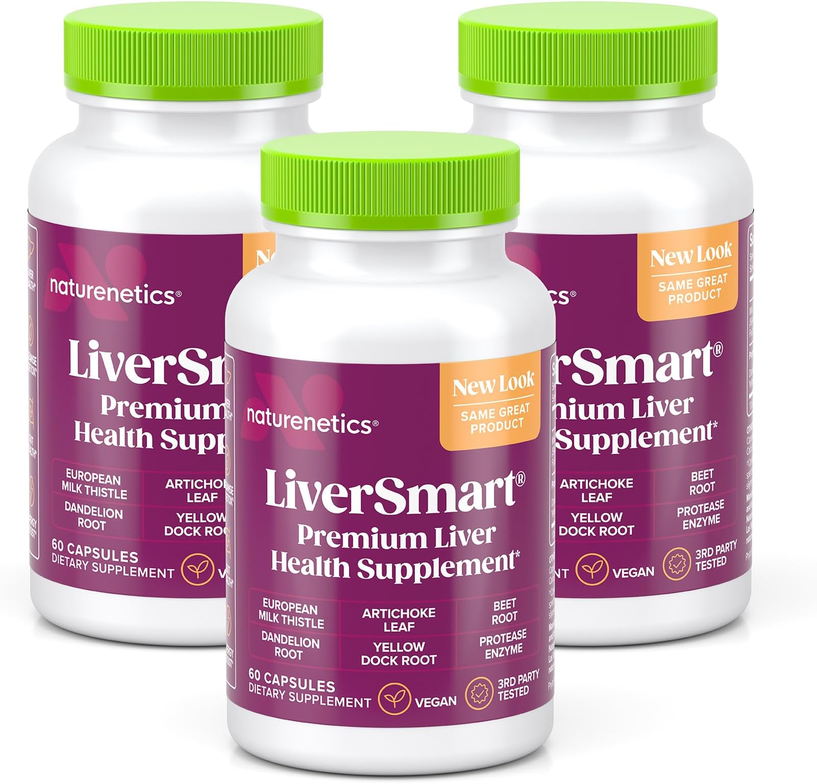 Milk Thistle Liver Cleanse & Support Supplement, 60 Capsules - 80% Silymarin Extract with Artichoke & Dandelion, Supports Liver Enzymes, Energy, & Digestion - Vegan, Gluten-Free, 3 Pack
