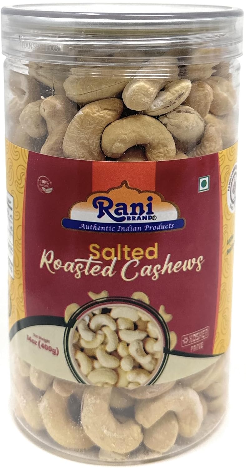 Rani Salted Roasted Cashews 14oz (400g) PET Jar, Pack of 6, Non-Fried, Oil Free ~ All Natural | Vegan | Gluten Friendly | NON-GMO | Kosher | Air Roasted, Crunchy & Flavorful