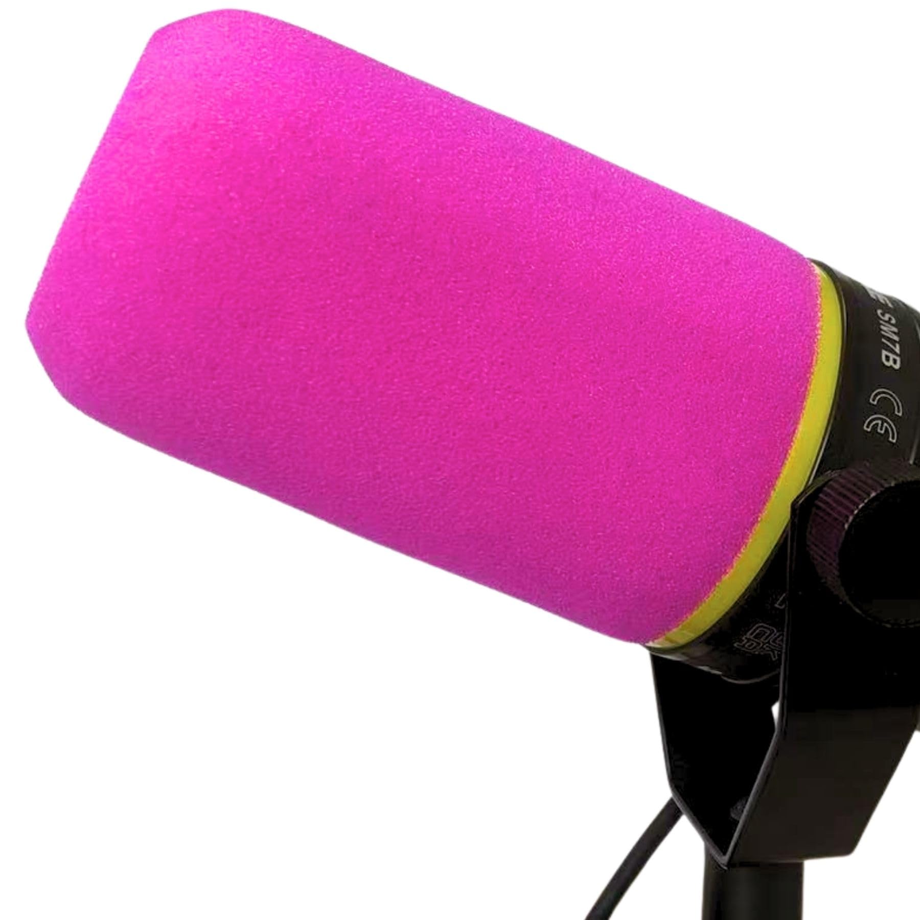 Filtro de espuma para micrófono Shure SM7B, parabrisas personalizado con anillos de retención de colores para podcast, transmisión de juegos (rosa)