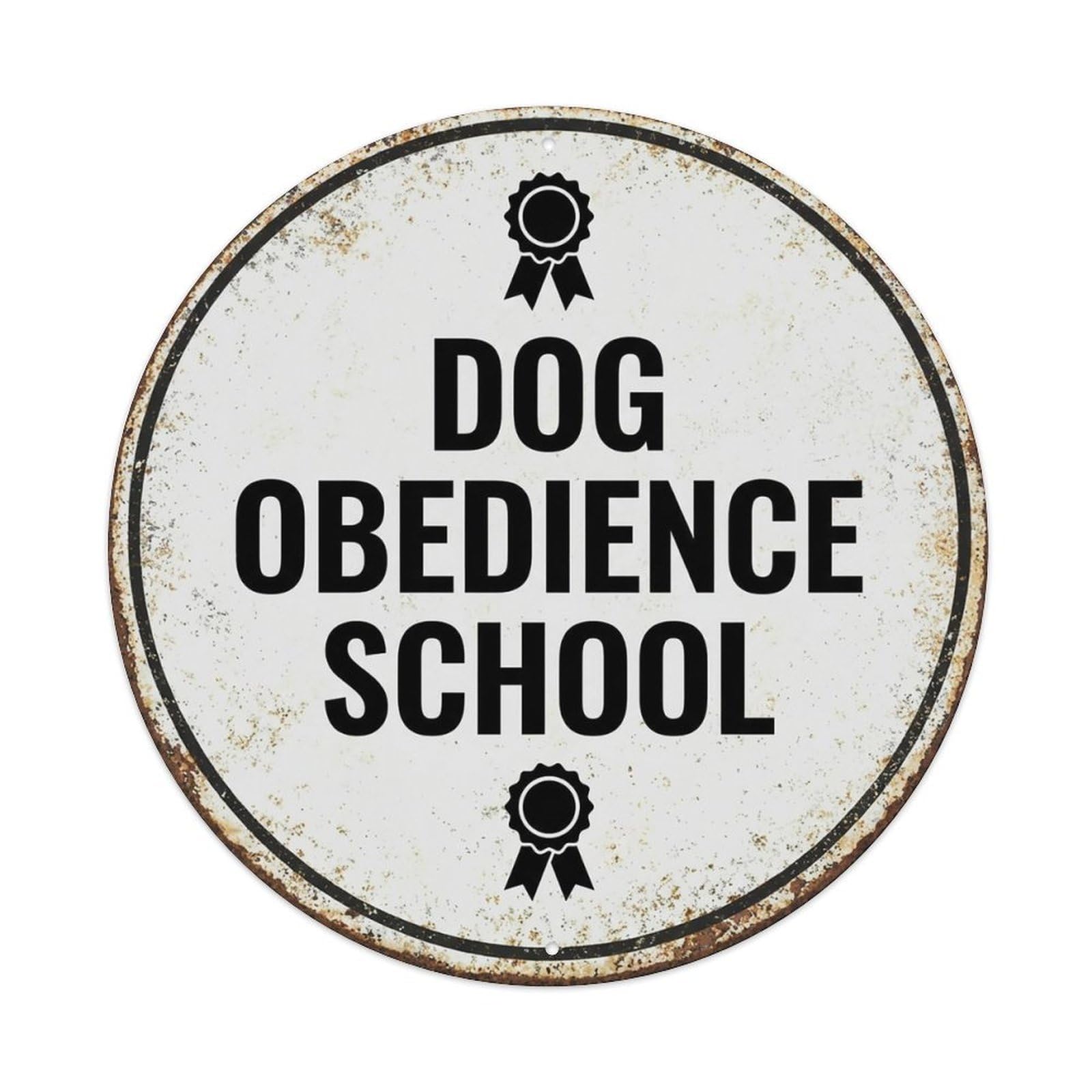 Vintage Dog Obedience School Decor Metal Tin Sign