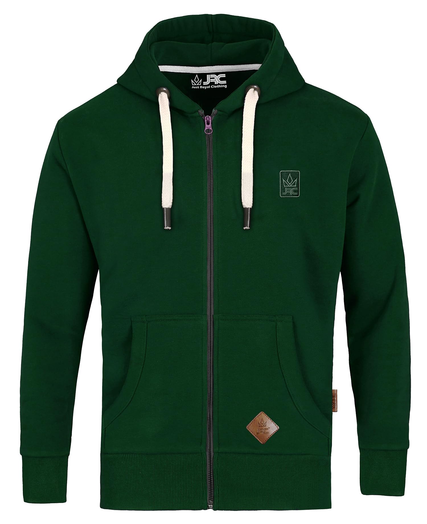 Jrc Just Royal Clothing Men's Bottle Green Zipped Fleece Hoodies, Lightweight Casual Zip Up Hooded Sweatshirt Tops With Pockets For Gym & Running (, Xxxl)