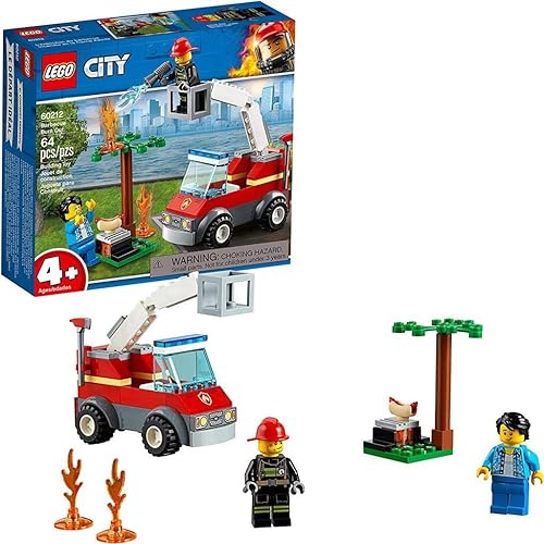 LEGO City Fire Barbacoa Burn Out Camión Juguete para 2 Minifiguras y accesorios, Camiones de bomberos para niños