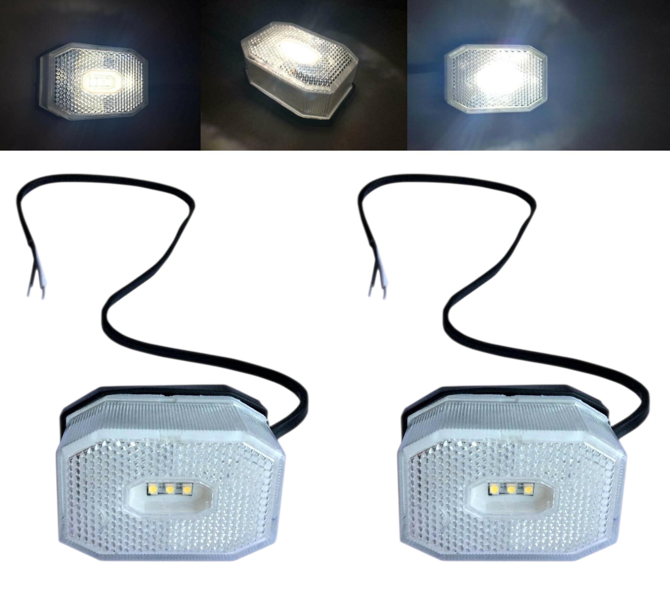 LED Umrissleuchte 12V 24V E9 IP69 Reflektor Anhänger Trailer Wohnwagen LKW weiß Winkelhalter QS075 Schnellanschluss verpolungssicher stoßfest (1. Weiß, 2 Stück)
