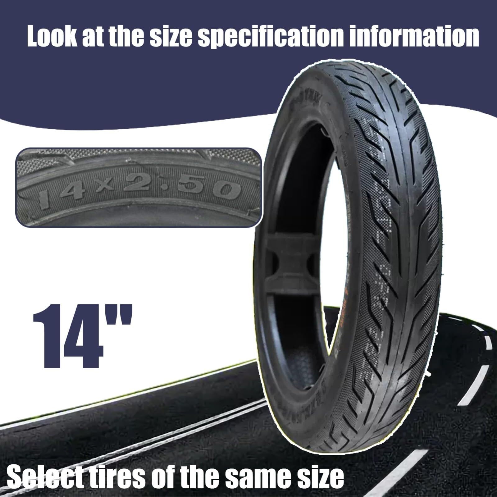 14x2.50 Opona Crossowa Tubeless Bieżnik Miejski 14/2.50-254 4PR 37J 14 2.50 254 282lbs 43PSI dla Hulajnogi Elektrycznej Roweru Elektrycznego 2.50-10
