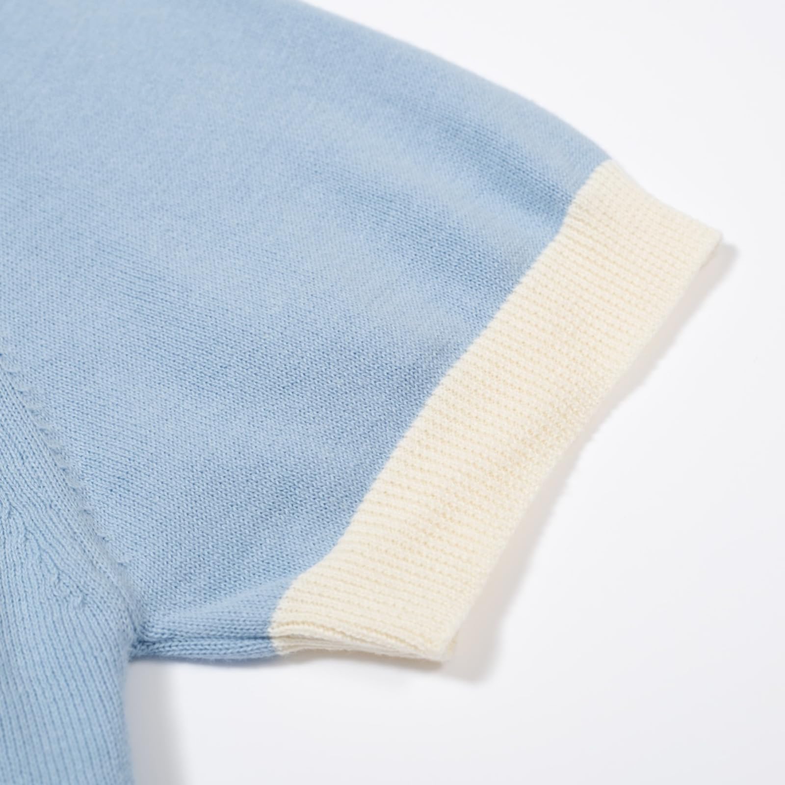 OXKnit Poloshirt Herren Kurzarm Lässiges Vintage-Stil der 1960er Jahre mit klassischen Knöpfen Blau Polohemd Shirt
