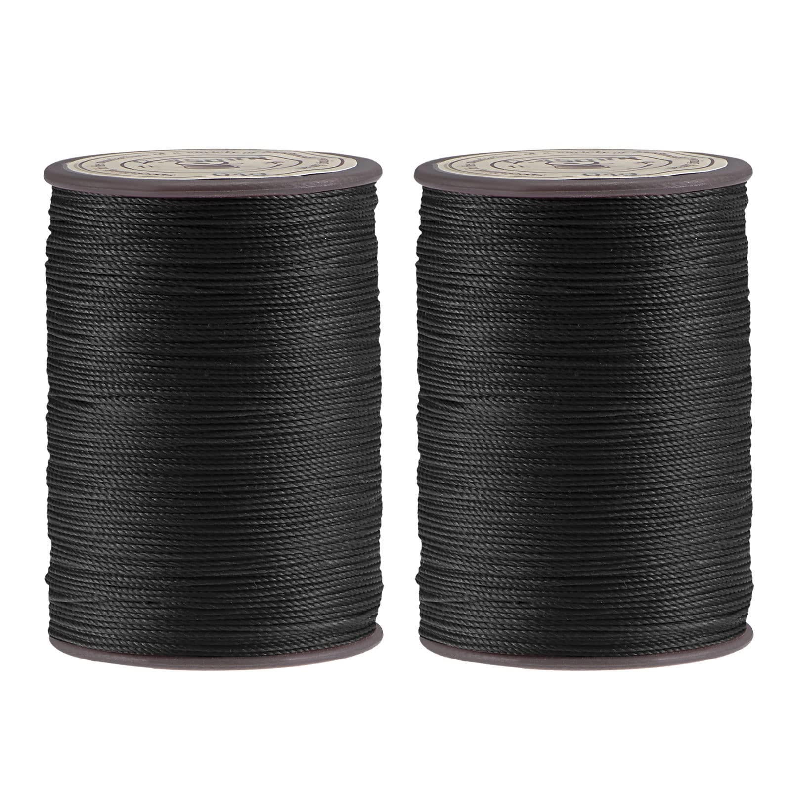 sourcing map 2pcs Thin Waxed Thread 137 Yards 0.55mm Dia Polyester Wax-Coated String Cord for Machine Sewing Embroidery Hand Quilting Weaving, Black