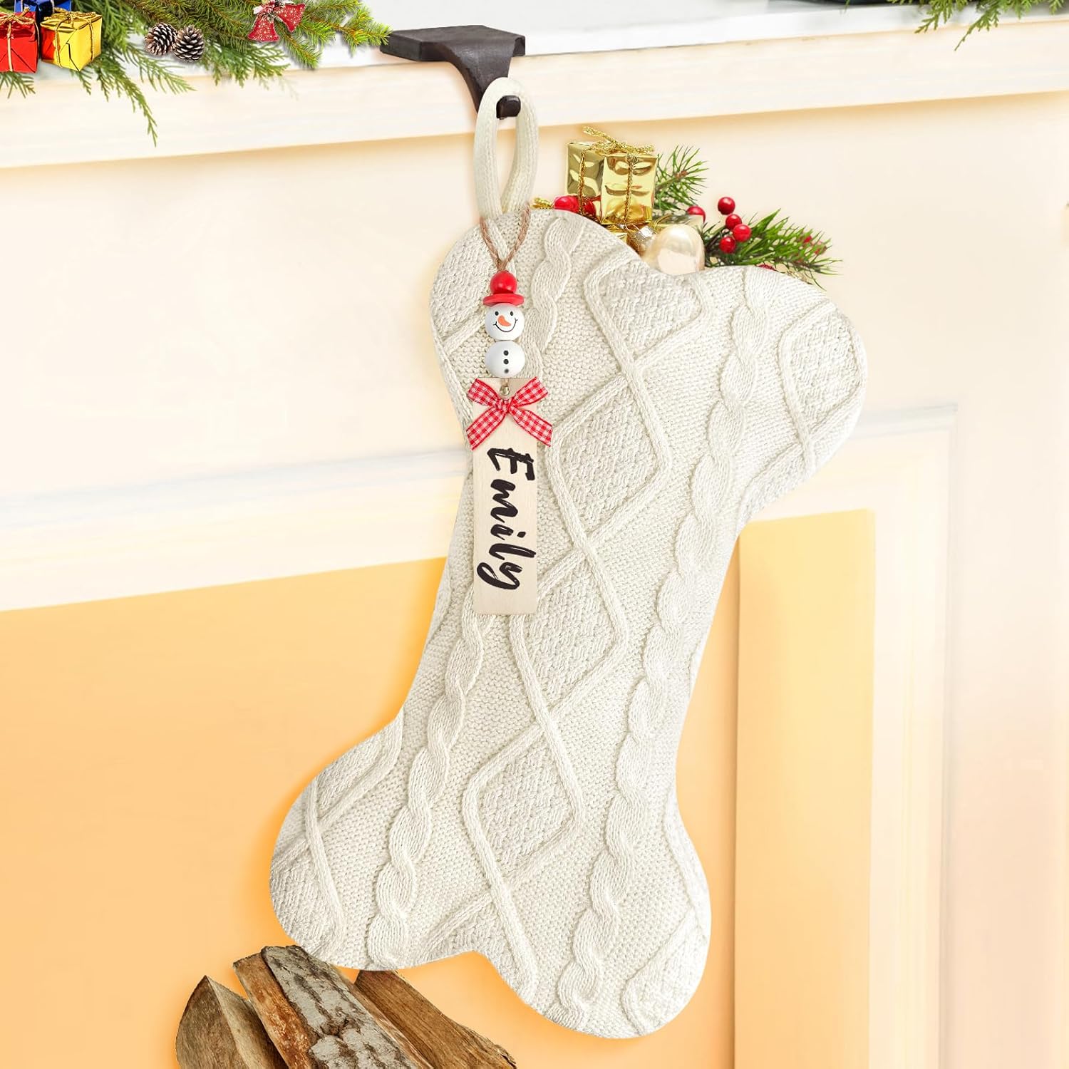Baipesiy Knitted Dog Christmas Stocking Name Tags DIY