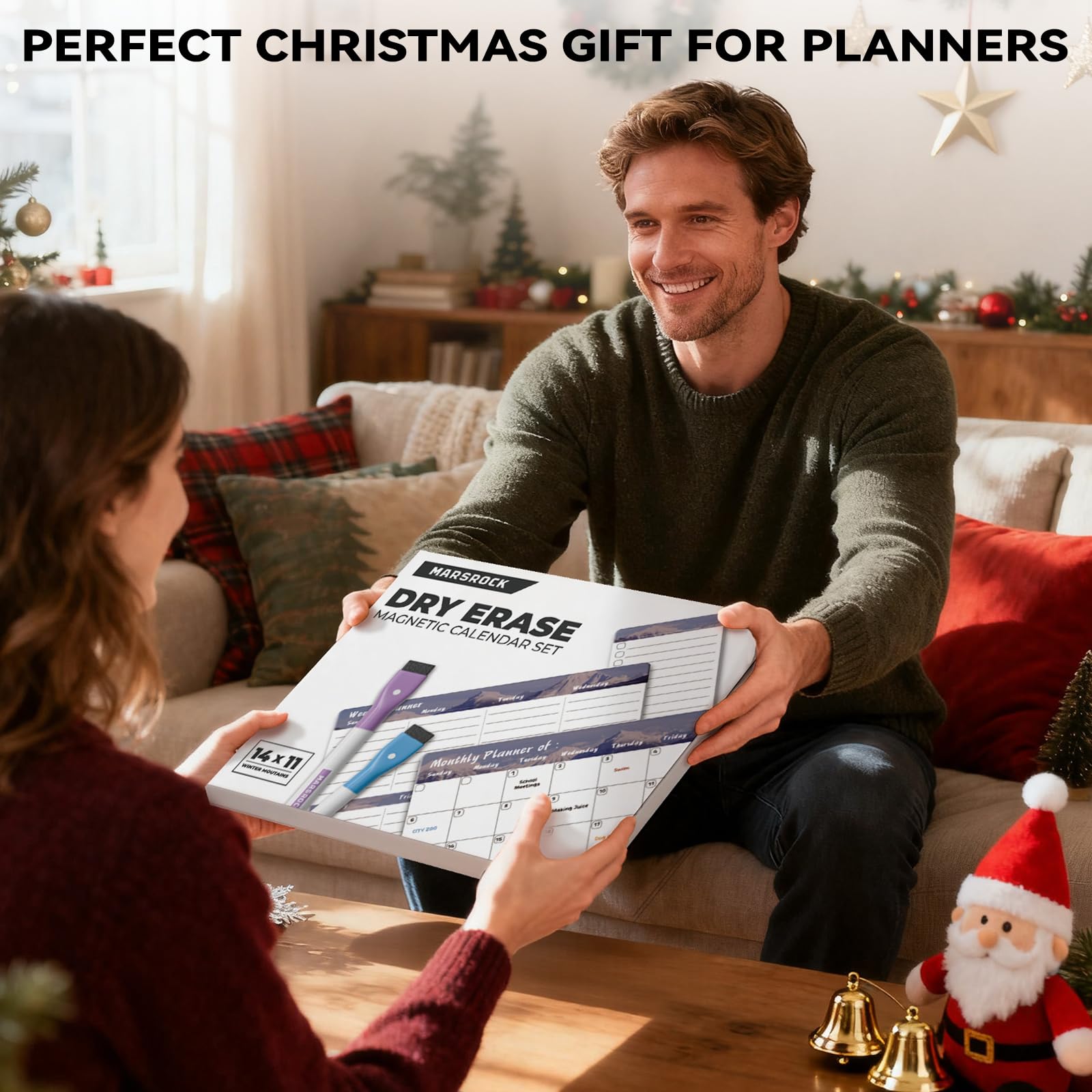 Marsrock Calendrier Magnétique Effaçable pour Réfrigérateur (Lot de 3) – Planning Mensuel, Hebdomadaire et Quotidien, Tableau Blanc Magnétique pour Frigo, Liste de Courses,35,5 x 28 cm,Gris