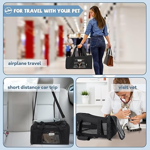 Miniatura 6 de Transportador de mascotas aprobado por la TSA de 17 x 12 x 8.5 pulgadas para perros extra pequeños de menos de 6 a 8 libras y gatos pequeños