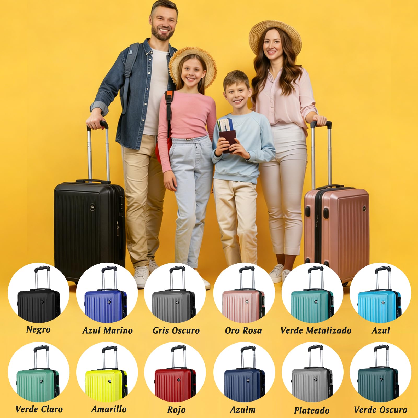 Maleta de Cabina 55x40x20cm, Trolley de Cabina Rígido Resistente Ligera de ABS Ruedas 360° con Tirador telescópico y Cerradura Seguridad, Apto para Vueling, Ryanair, EasyJet(Verde Metalizado)