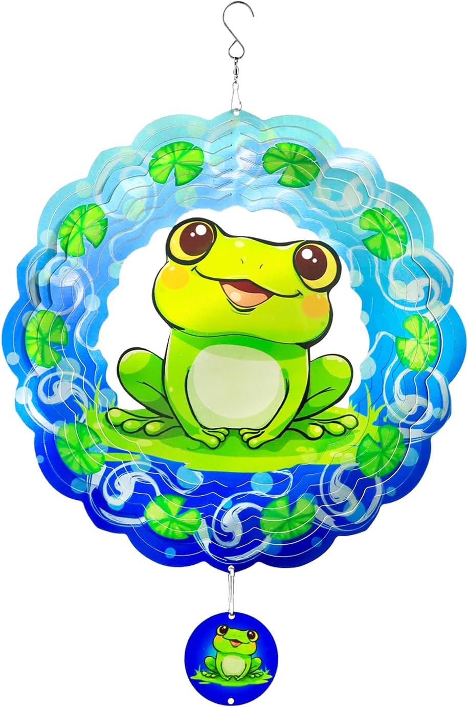 3D Metal Wind Spinner-Hanging Frog Wind Spinner Gifts for Women Mom Grandma Wife,12in Spinfinity Designs Wind Spinners for Outdoor & Indoor Decorations