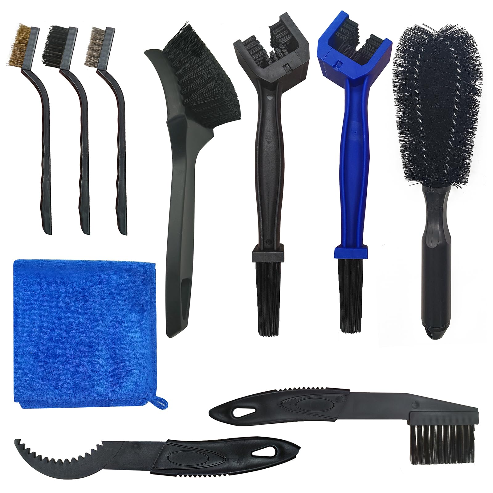 10 Pcs Bike Cleaning Kit Motorcycle Chain Cleaner Tool Cleaning Brushes for Bike & Motorbike Chain/Tire/Sprocket Corner Stain Clean