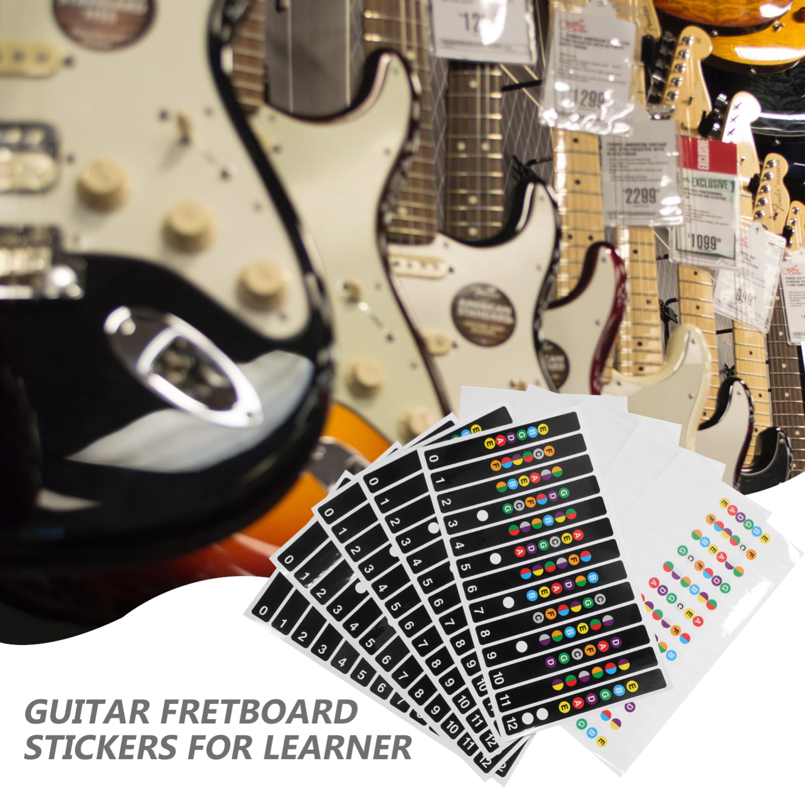 BESTonZON 50 Pcs Chitarra Bilance Adesivo Chitarra Pratica Adesivo Tastiera Della Chitarra Note Di Chitarra Adesivi Fret Guida Etichetta Nota Decalcomanie Tastiera Etichette Adesivo