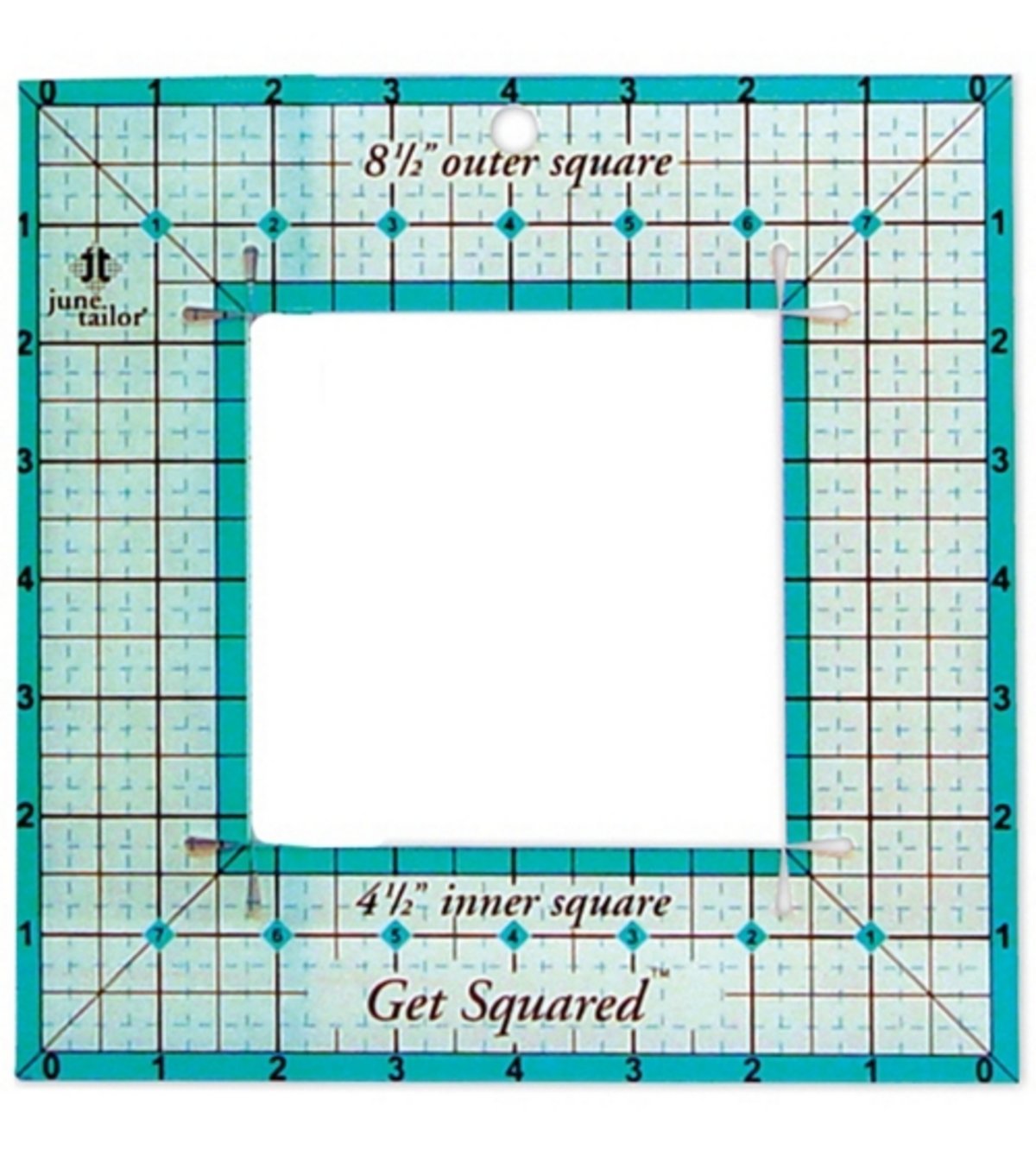 June Tailor White 36-Inch Get Squared Ruler (8.5-Inch Outer, 4.5-Inch Inner)