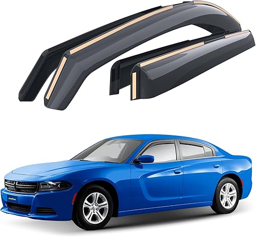 Goodyear Deflectores de ventana inastillables en el canal para Dodge Charger 2011-2023, protectores de lluvia, viseras de ventana para automóviles,