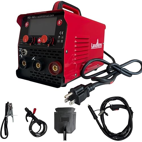 Landhero140A Inverter Welding Machine, Multi-Process Flux MIG/Lift TIG/MMA Welder with Synergic MIG Control, Supports AWS Electrodes -Ideal for Assembly, Repairs & Field Operations​