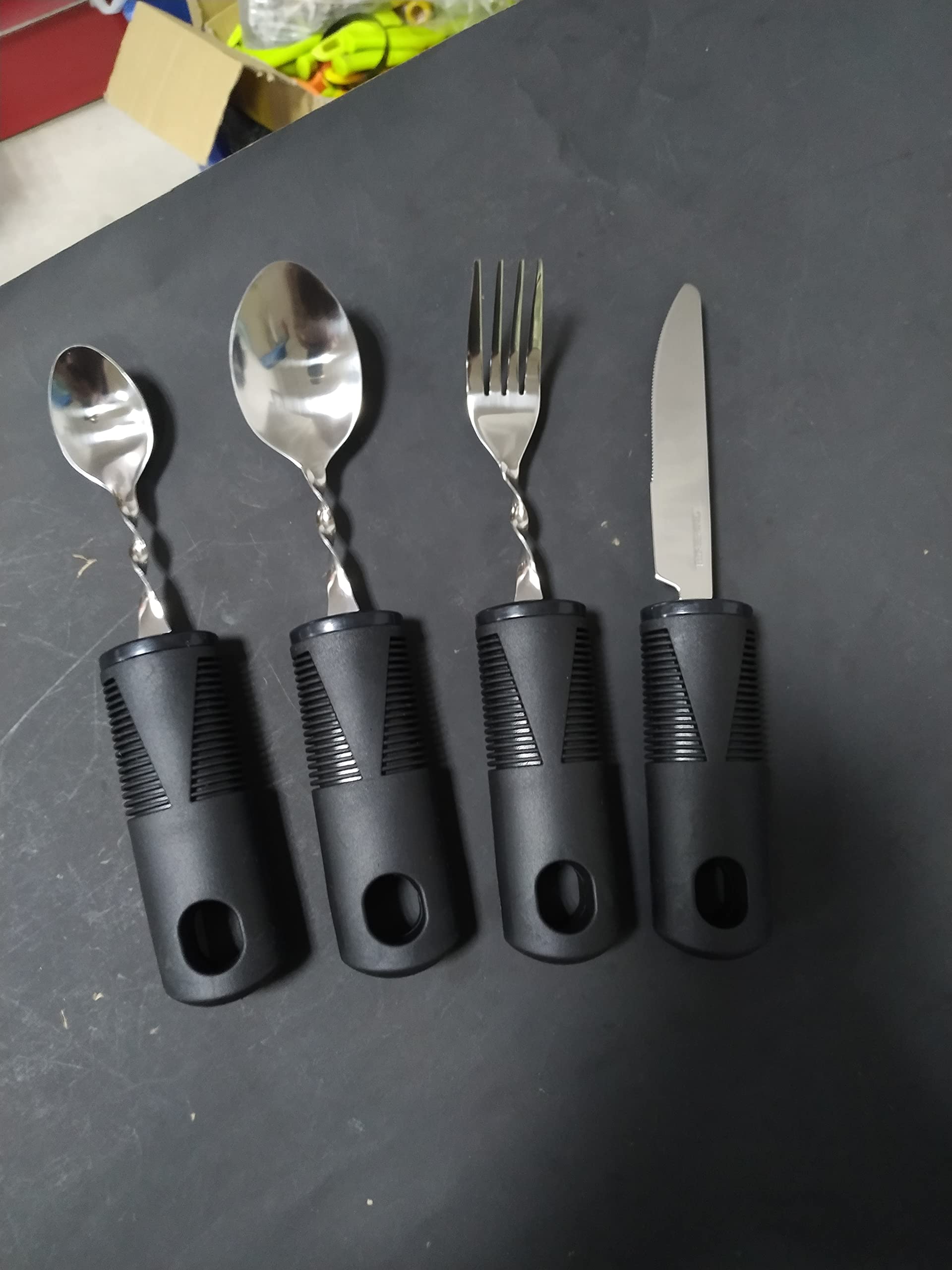 Ensemble de couverts pliables avec poignées extra larges et en main Aide à la salle à manger idéale pour les personnes âgées souffrant d'arthrite, de maladie de Parkinson et de tremblements