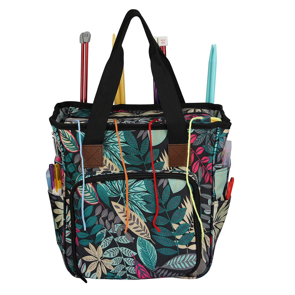 Bolsa de tejer portátil, organizador de almacenamiento de hilo, ganchillo, aguja, cesta de almacenamiento, funda rígida