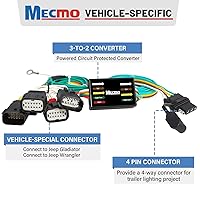 Vista 2 de MECMO Multi-Tow 4 Way Flat to 7 Way Blade and 4 Flat Trailer Adapter with Custom 4-Pin Trailer Arnés de cableado para Jeep Wrangler JL/JLU Jeep