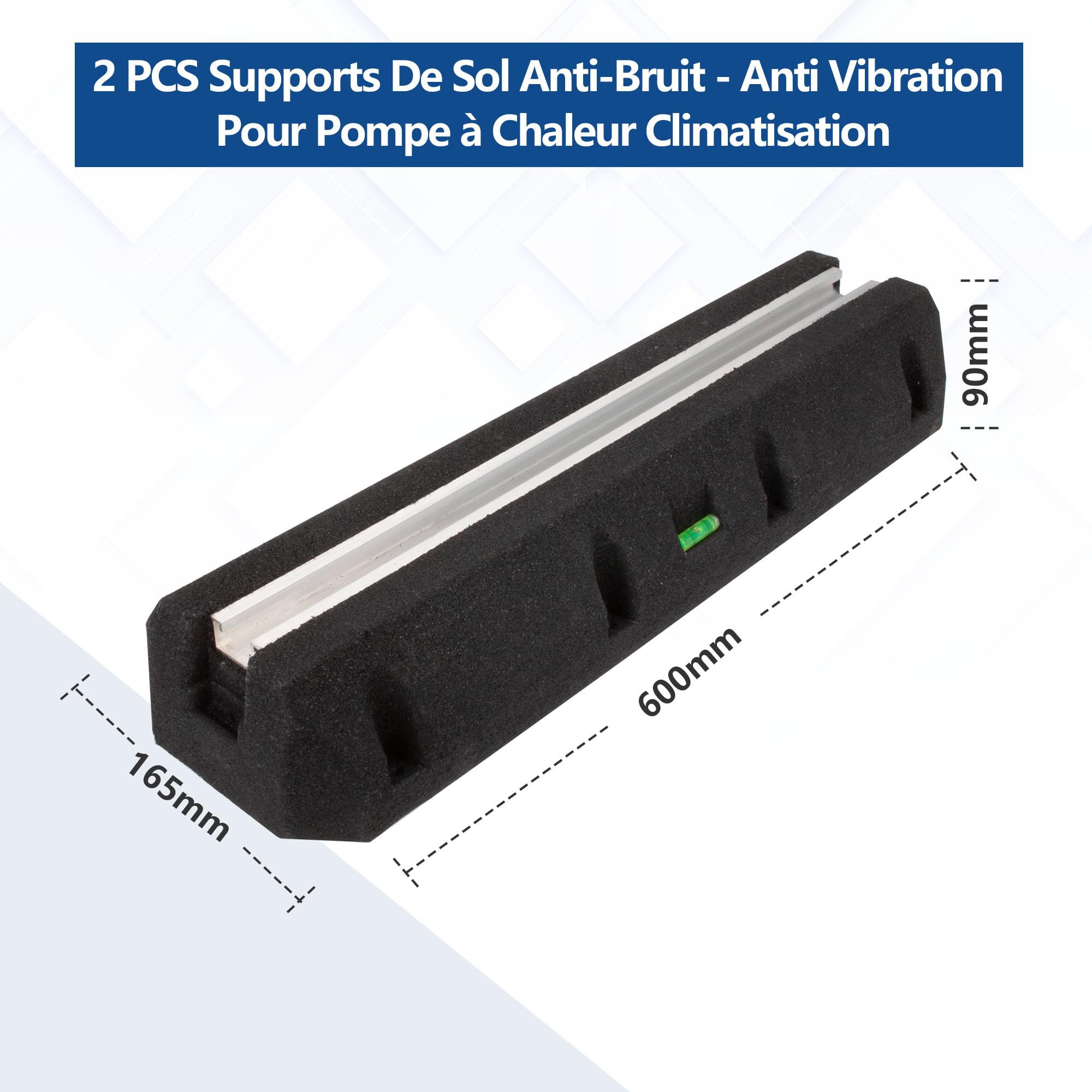 Wostore Consola de suelo, base amortiguadora para aire acondicionado y bomba de calor | 600 mm Antivibración pies de goma con nivel de burbuja resistente a los rayos UV soporta 500 kg