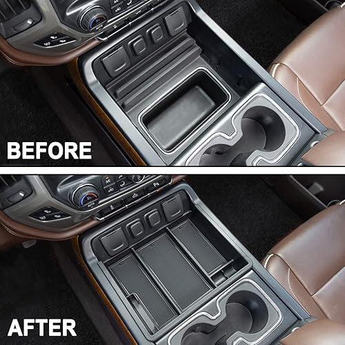 Miniatura 5 de JKCOVER Organizador de consola central compatible con Chevy SilveradoGMC Sierra 2014 2015 2016 2017 2018 150025003500HD Accesorios Bandeja de