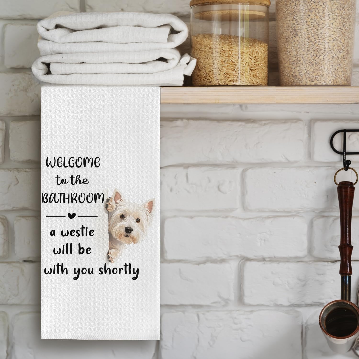 Funny Westie Dog Bathroom Hand Towels, West Highland Terrier Gifts, Westie Dog Gifts for Women Men Decorative Hand Towels for Bathroom Restroom Washroom, 16x24 Inch - Image 3