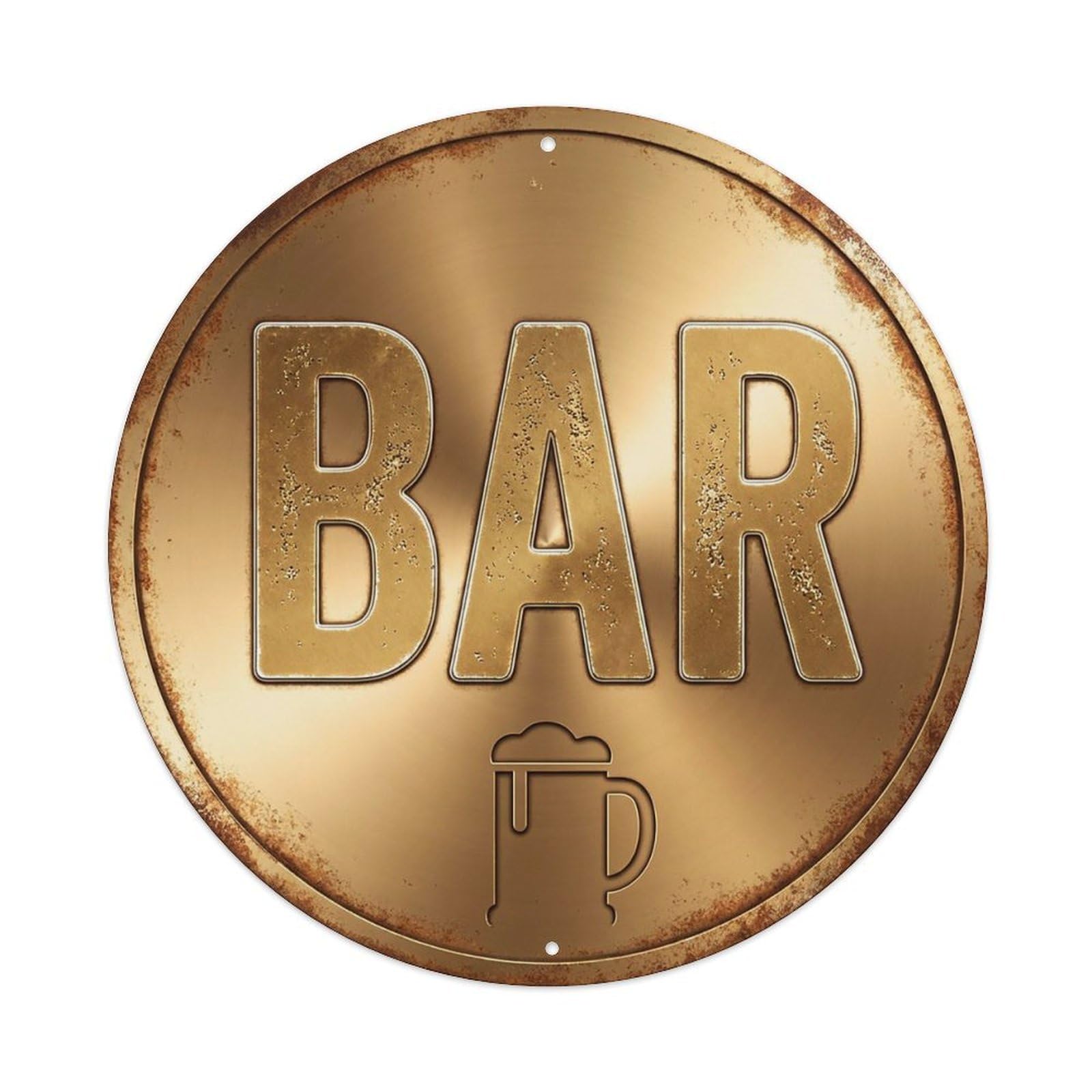 Vintage Beer BAR Brass Finish Retro for Pub Vintage Metal Tin Sign Plaque Wall Decor for Cafe, Club Bar, Office, Garden Metal Poster 8x8Inch