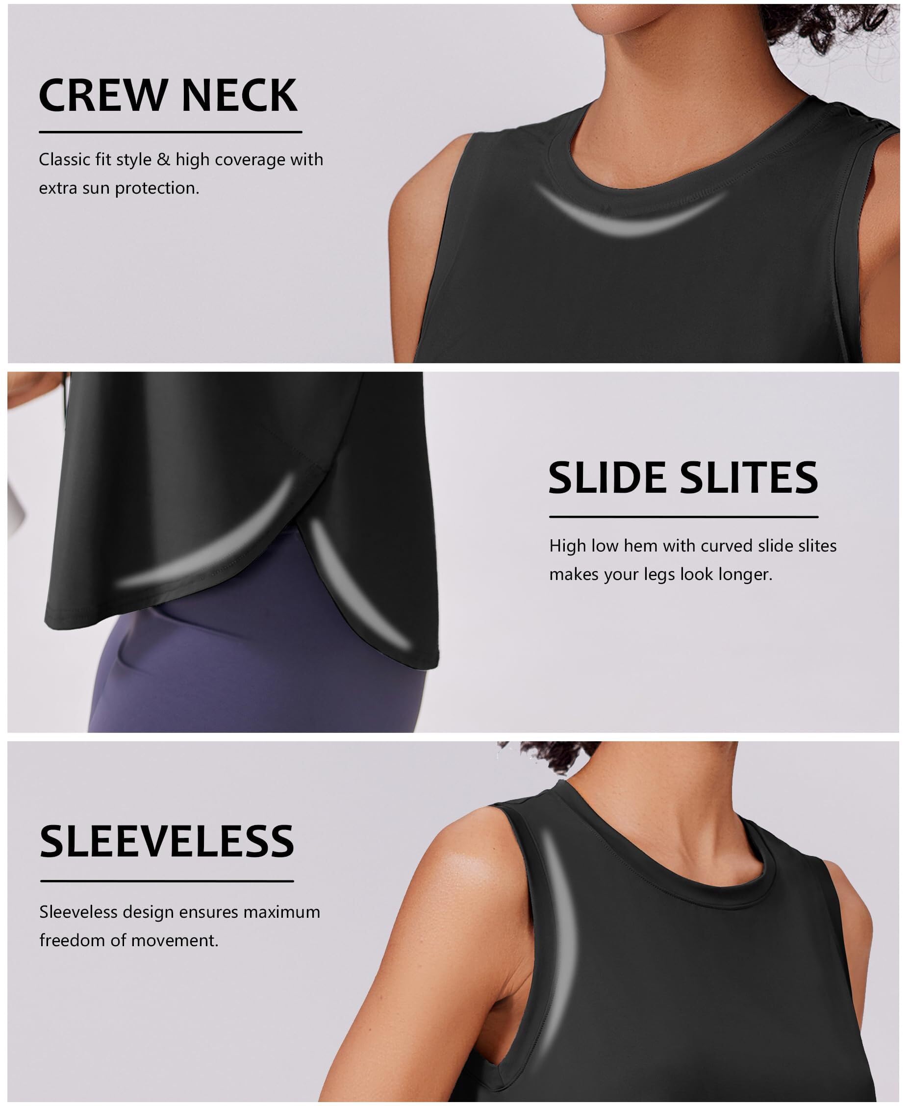 PINSPARK Camiseta Deportiva Sin Mangas para Mujer UPF 50+ Protección Solar Yoga Tank Tops De Secado Rápido Ligero Fitness Shirt Tops