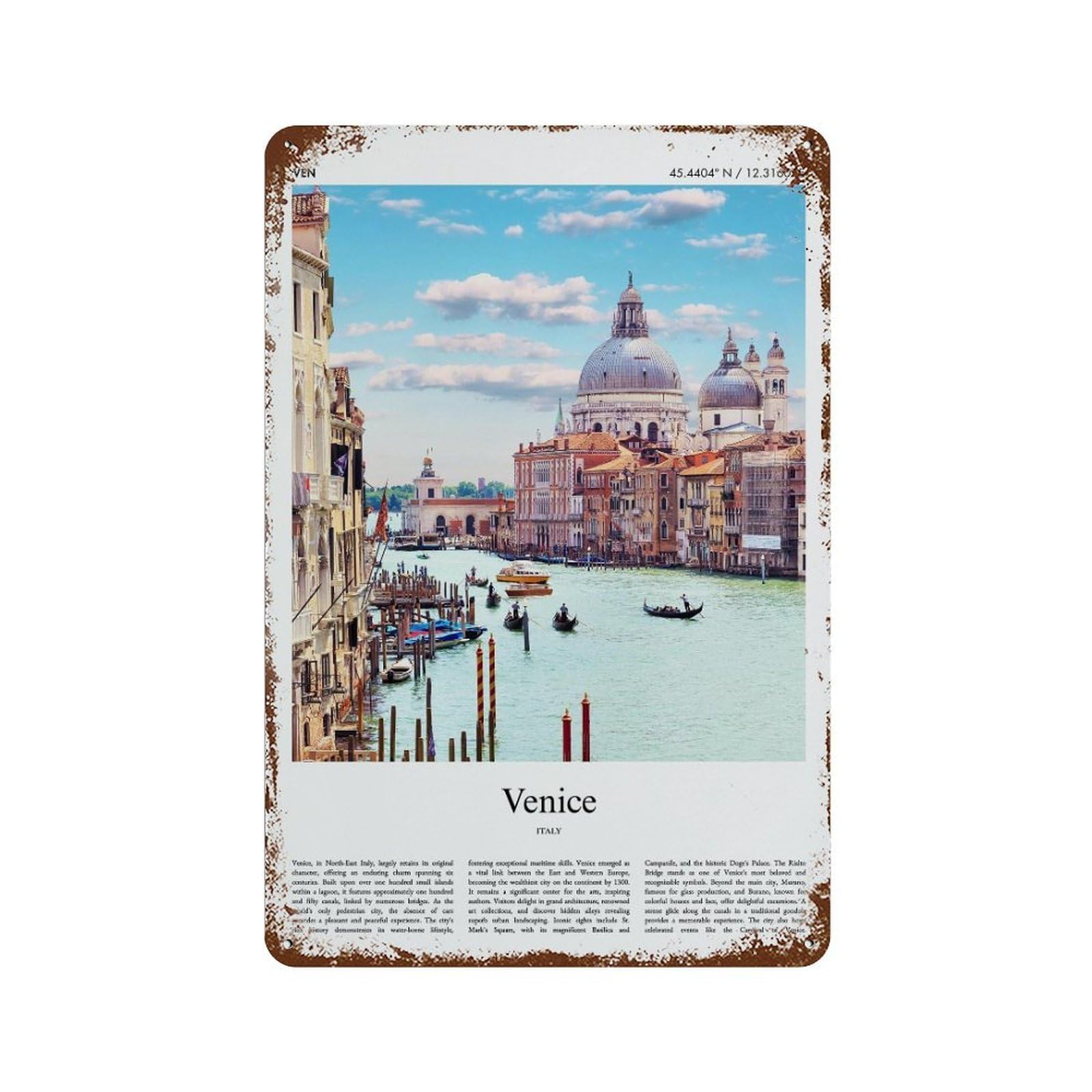 xiaoxiaoshen Venice Italy City Scenery Wall Decor Art Metal Tin Poster Modern Home Decor Art Home Bar Shop Decorations Vintage Sign 30x20cm