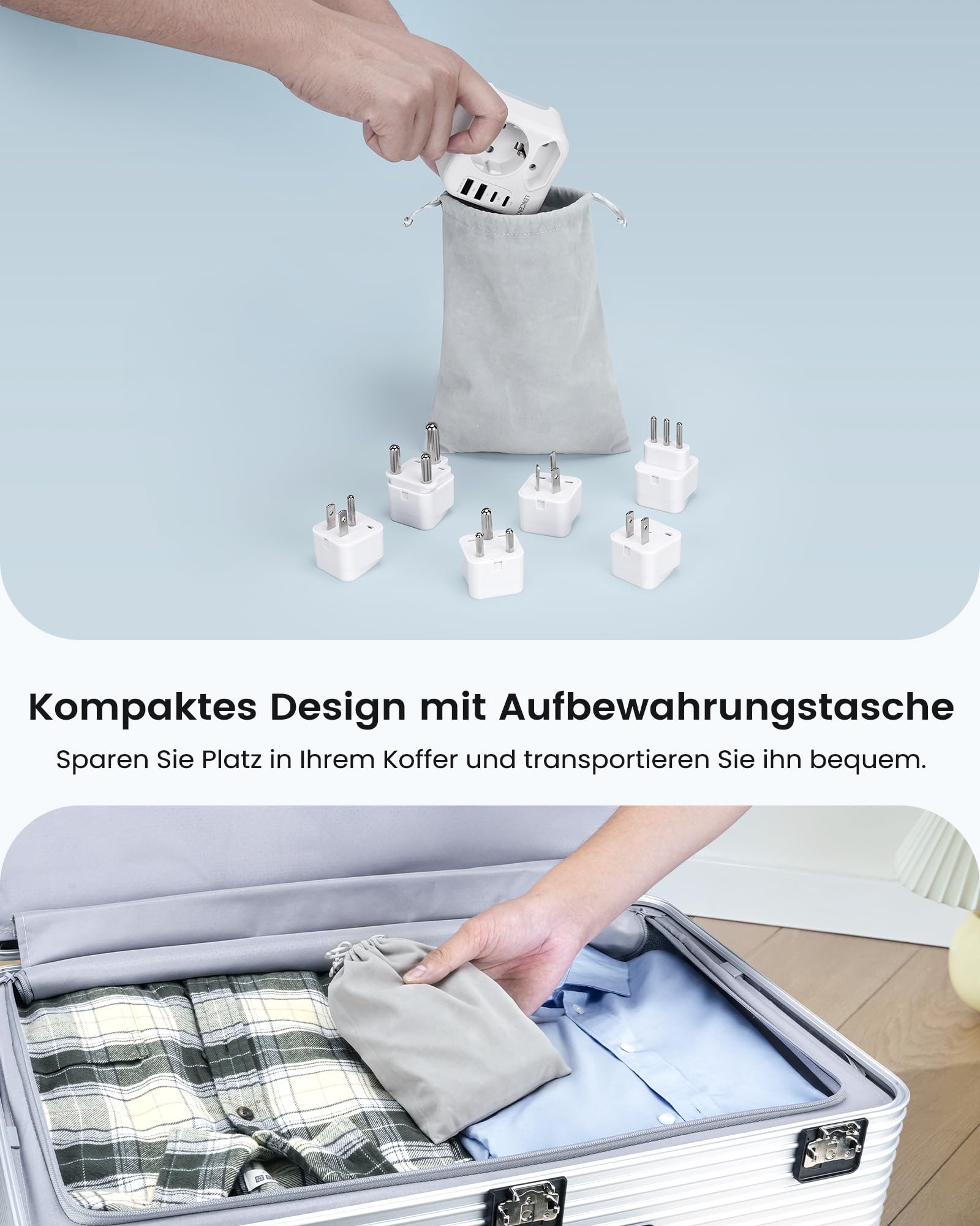 Reiseadapter Weltweit, Typ A/B/D/G/I/L/M Universal Reisestecker mit 2 USB C | Internationale steckdosenadapter für UK Irland USA Kanada Japan Südafrika Malediven Sri Lanka Tansania Sansibar Namibia