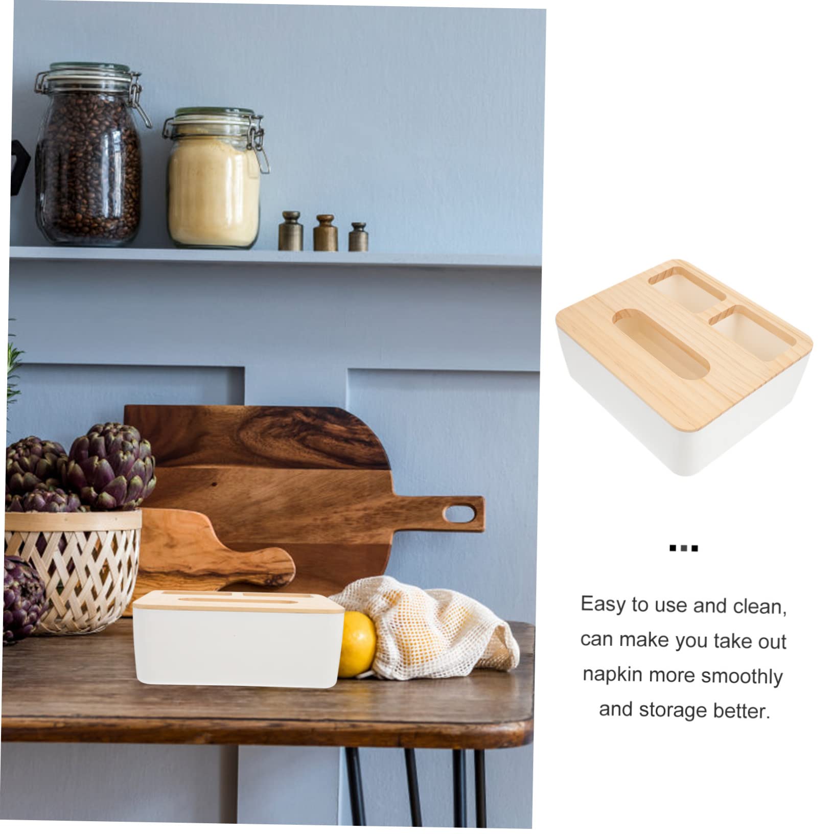 BRIGHTFUFU 1Pc Stylish Tissue Box Organizer for Desktop Multi Functional Storage Case for Napkins Office Supplies More for Home Office Restaurant Decor