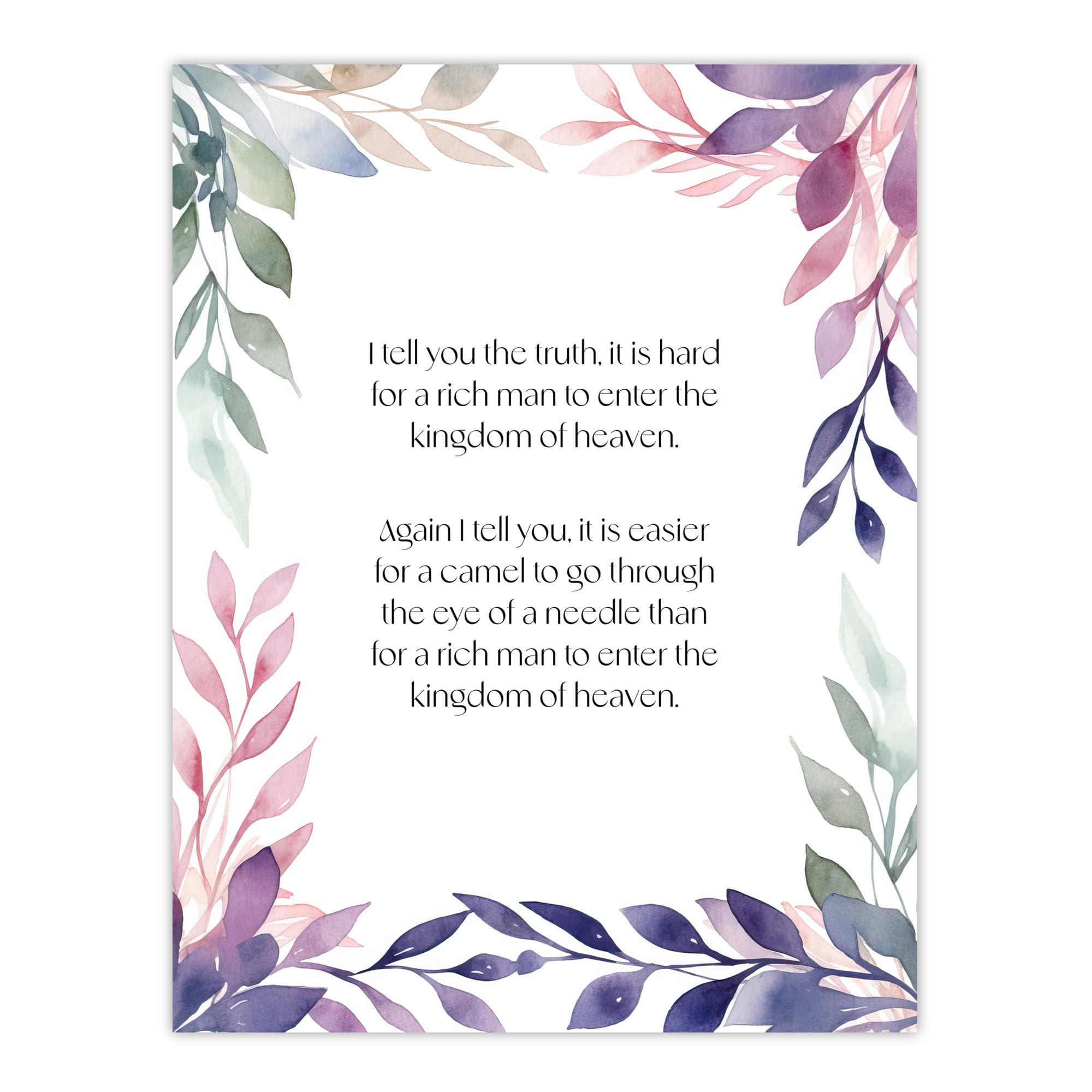 Artery8 Matthew 19:24 Jesus Christ Christian Bible Faith God Quote Violet Flowers Artwork Extra Large XL Wall Art Poster Print