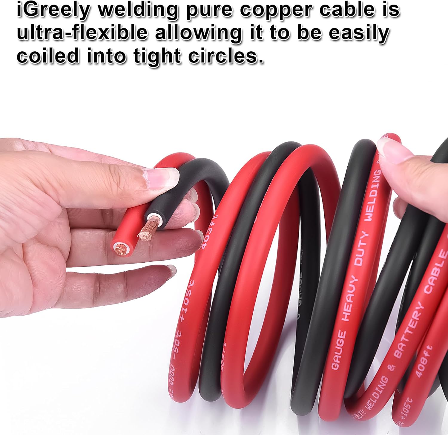 iGreely 4 Gauge Wire Flexible Welding Battery Pure Copper Cable, Upgraded Heavy-Duty Insulation 4 AWG Battery Cable for Car,Auto,Solar,Marine,Generator,Inverter-10 Feet Each Black&Red