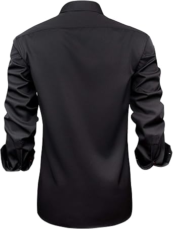 J.VER Men’s Shirt Regular Fit Long-Sleeved Casual Shirt Regular Business Shirt Elastic Patterned