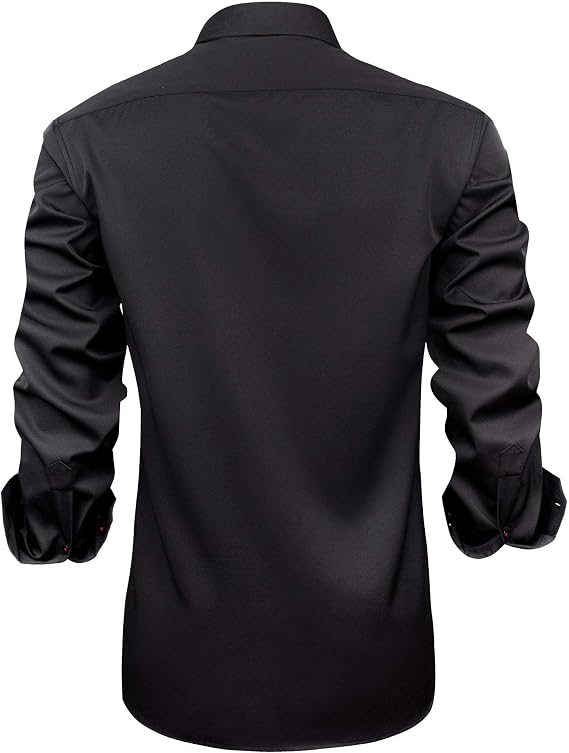 J.VER Men’s Shirt Regular Fit Long-Sleeved Casual Shirt Regular Business Shirt Elastic Patterned