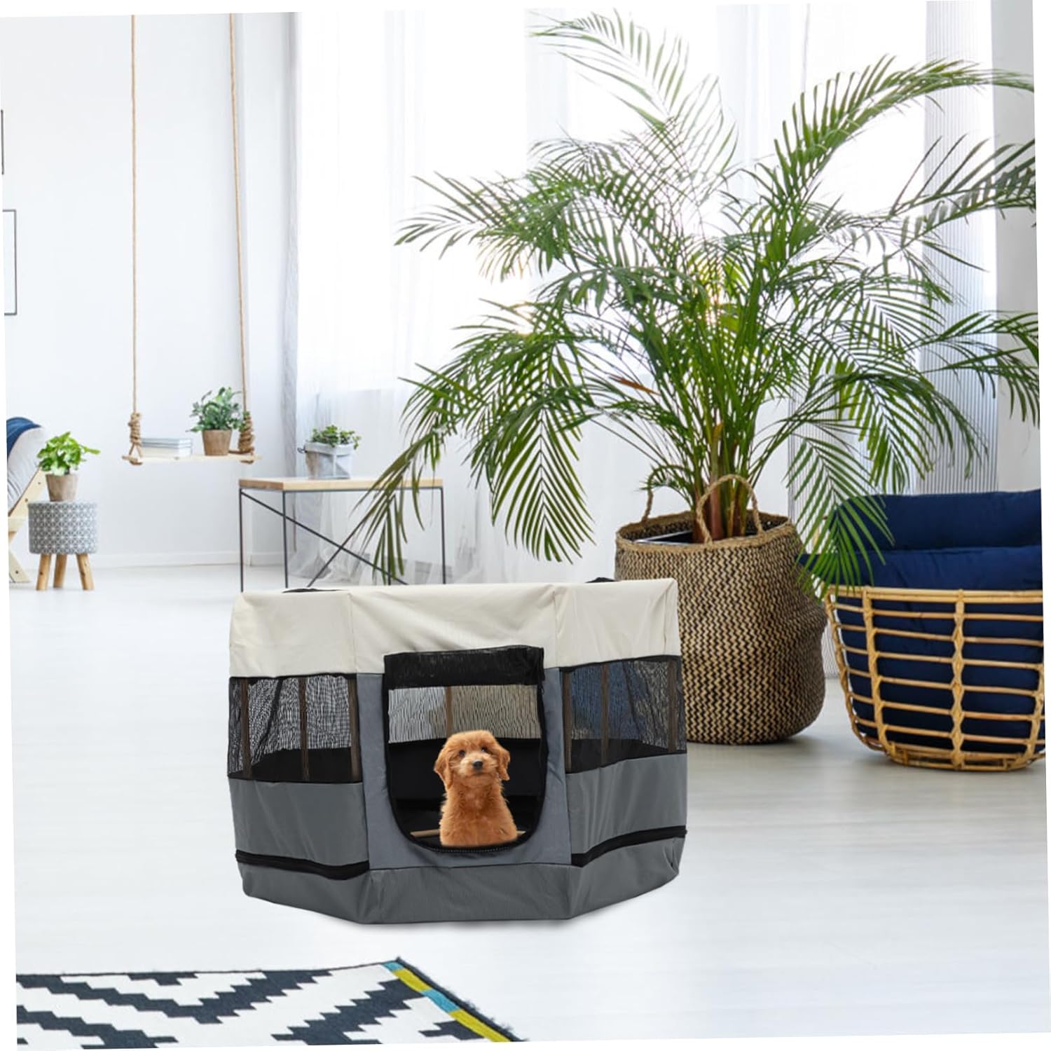 Yardwe Pet Octagonal House for Cats and Kittens Multipurpose Dog Sleeping House with Oxford Durable and Comfortable Pet Hideout Nest Indoor Outdoor Use Grey