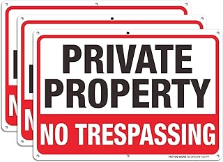 Private Property No Trespassing Metal Sign (3 Pack), 10 x 7 Inches Rust Free .040 Aluminum Sign – Reflective – Weatherproof - Easy to Mount - Indoor & Outdoor Use