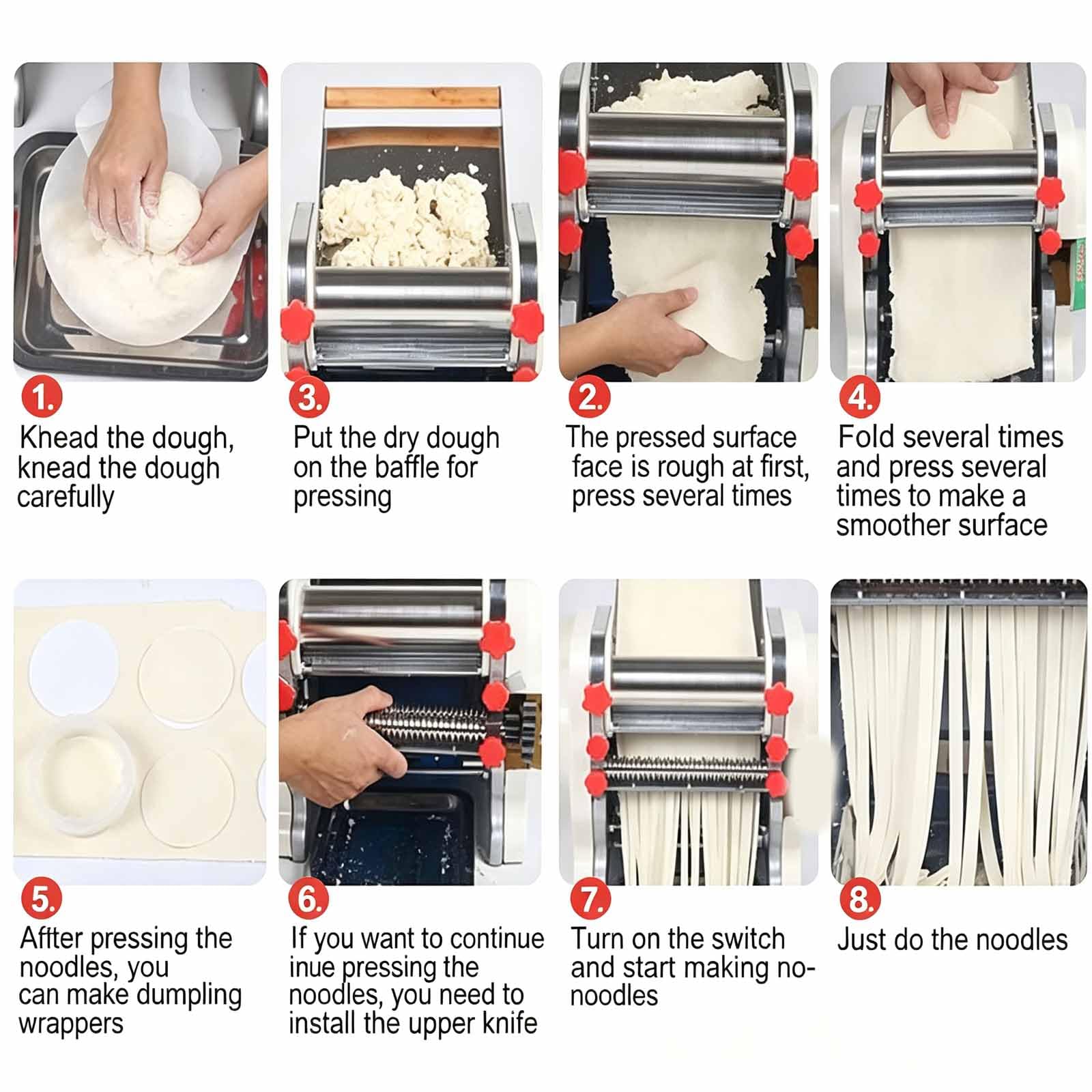 Macchina per La Pasta Elettrica da 550 W, Sfogliatrice Professionale per Ravioli E Pasta, Spaghetti Freschi Fatti in Casa in 10 Minuti, per Noodles/Spaghetti/Lasagne/Ravioli Fkm200