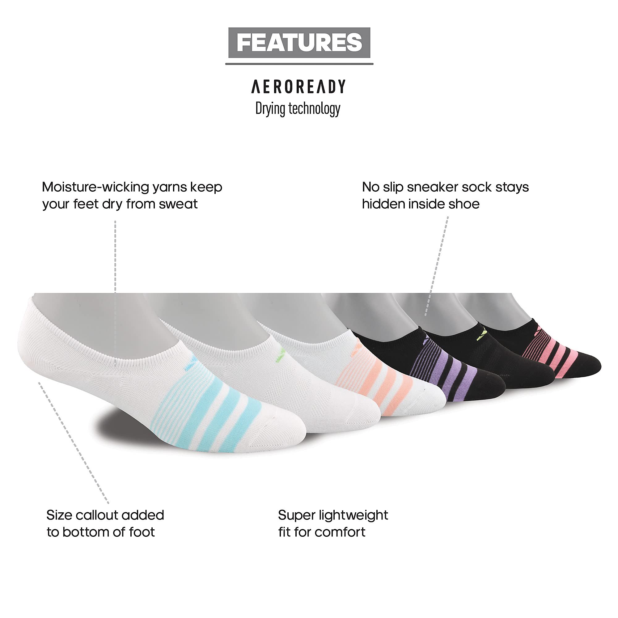 adidas Mädchen Superlite Super No Show Mädchen 6er-pack Socken