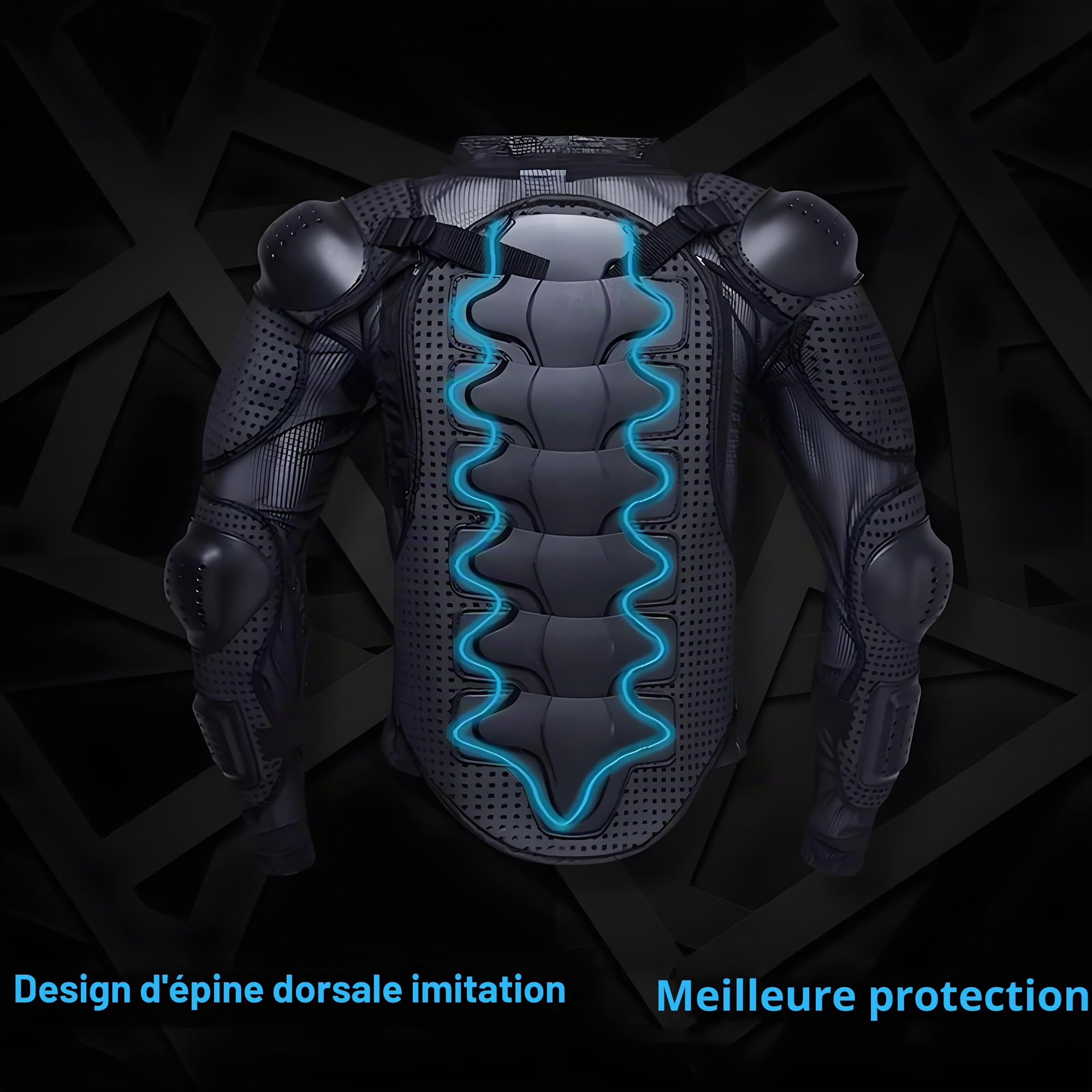 Moto Armure Veste de Protection Pare Pierre Cross Motard Gilet de Protection Cyclisme Patinage Snowboarding Plastron avec Protection de la Poitrine et Dos Noir L