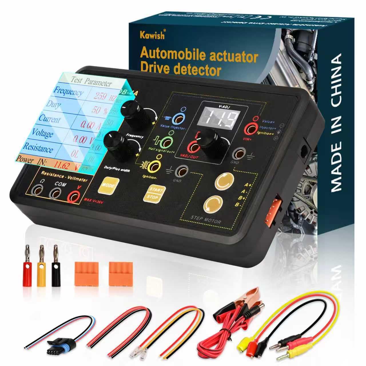 QDB-4A Ignition Coil Tester, Drive Automobile Ignition Coil Tester Injector for Test Solenoid Valves Idling Stepper Motor Instrument Car Fault Detector