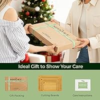 Vista 7 de Tabla de Cortar de Madera para Cocina - Juego de Regalo de 3 Tablas de Cortar Reversibles de Bambú con Ranura para Jugos, Tabla de Cortar de Madera