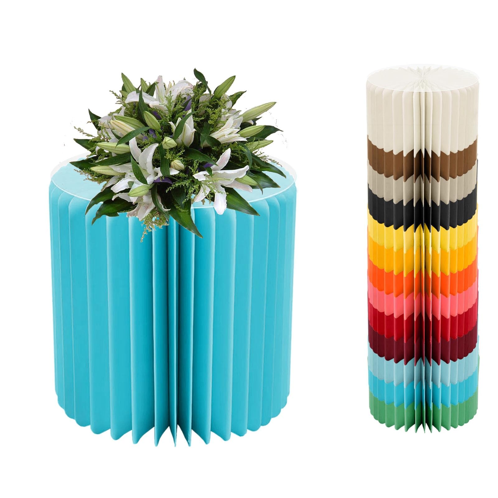 YTBHSHXZ plinth， Foldable Cardboard Cylinder Pedestal Cake Stand Multicolor 20-100cm(Blue,H 40cm/15.7in)