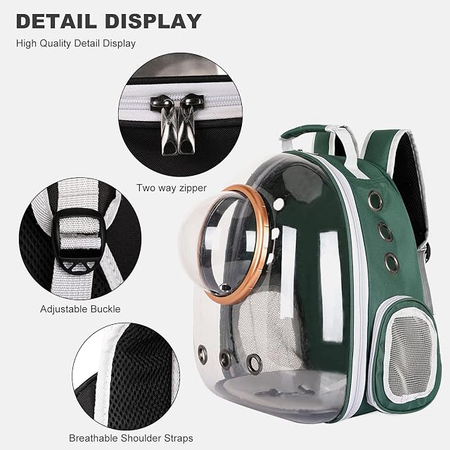 Foto 6 de 7 de PETCUTE Mochila para Gatos con Cápsula Espacio,Transpirable Mochila Transportín Perro y Gatos…