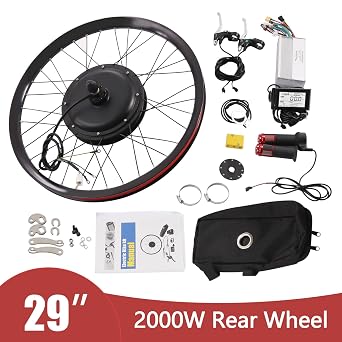 Electric Bicycle Conversion Kit, 29 72V 2000W Bicycle Conversion Kit, 9 Speeds Adjustable Rear Wheel Motor with Mutifunction LCD Display, Electric Bike Conversion Kit for 29 inch Bikes